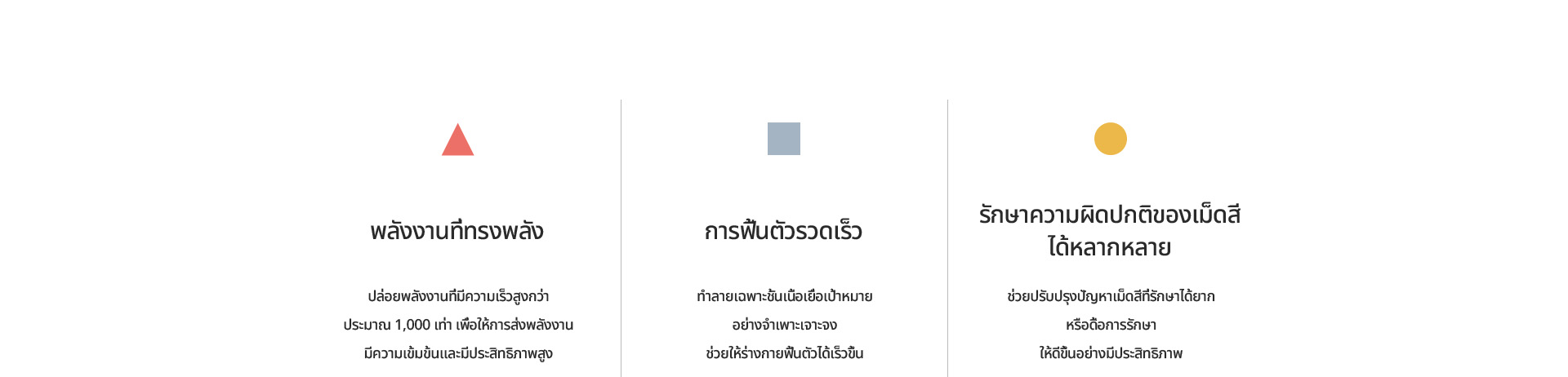 [พลังงานที่ทรงพลัง] [การฟื้นตัวรวดเร็ว] [รักษาความผิดปกติของเม็ดสีได้หลากหลาย]