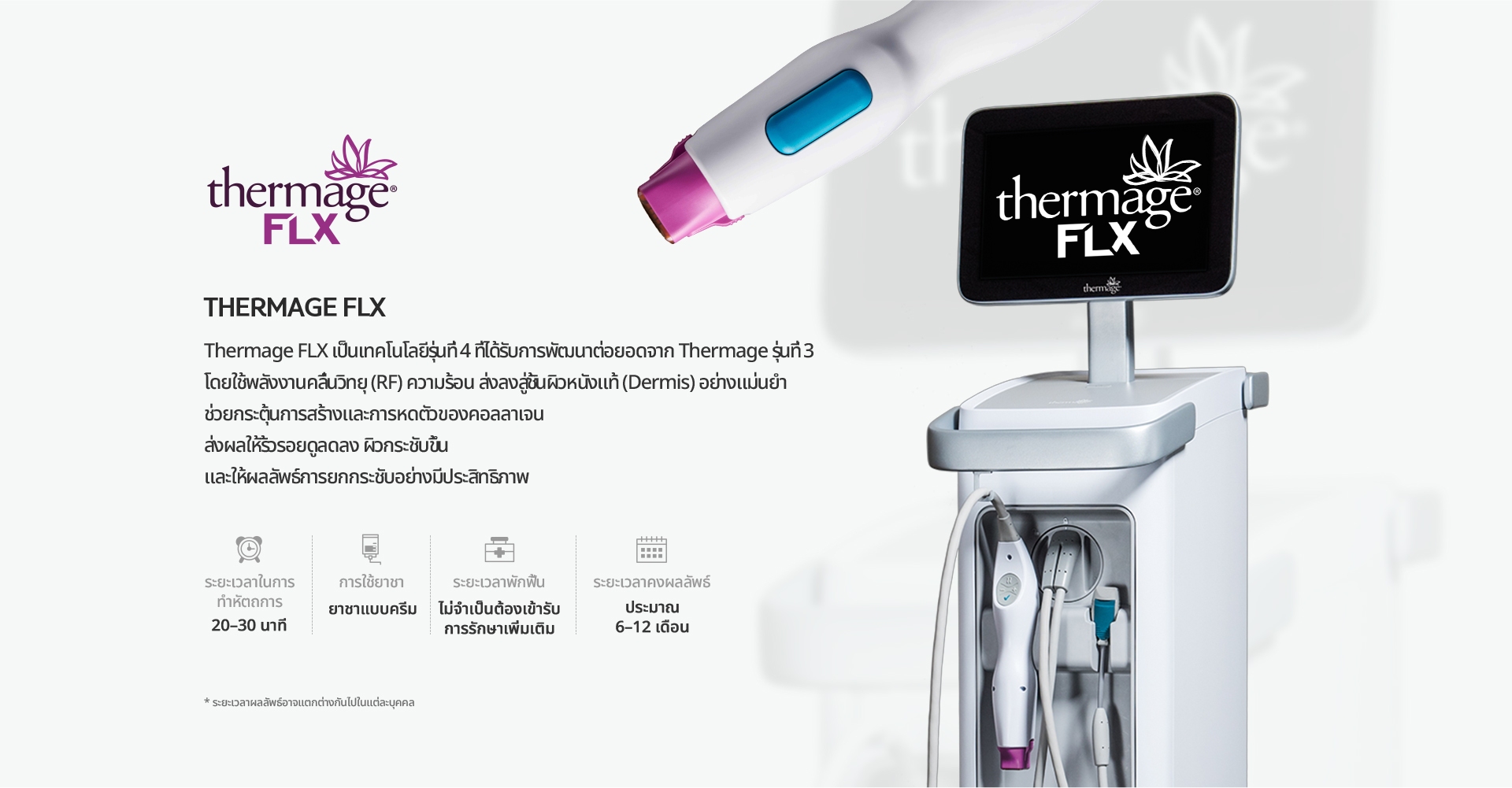 [THERMAGE FLX] เทคโนโลยีรุ่นที่ 4 ใช้พลังงานคลื่นวิทยุ (RF) ส่งลงสู่ชั้นผิวหนังแท้ (Dermis)