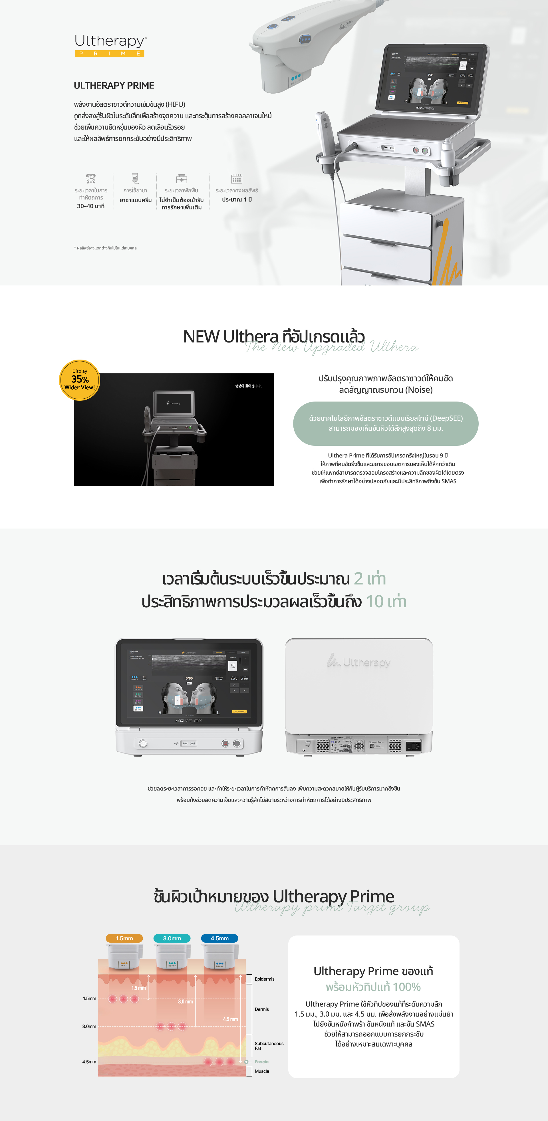 [ULTHERAPY PRIME] พลังงานอัลตราซาวด์ความเข้มข้นสูง (HIFU) ช่วยเพิ่มความยืดหยุ่นของผิว ลดเลือนริ้วรอย