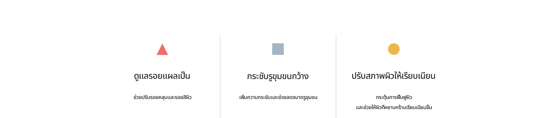 [ดูแลรอยแผลเป็น] [ปรับรูขุมขนกว้าง] [ปรับผิวสัมผัส]